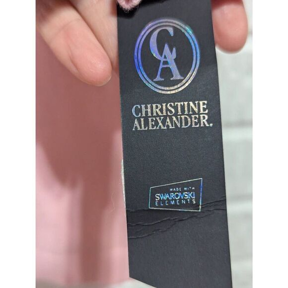 Christine Alexander Pink VNeck Fine Gauge Sweater Authentic Swarovski Crystals S - Picture 5 of 7